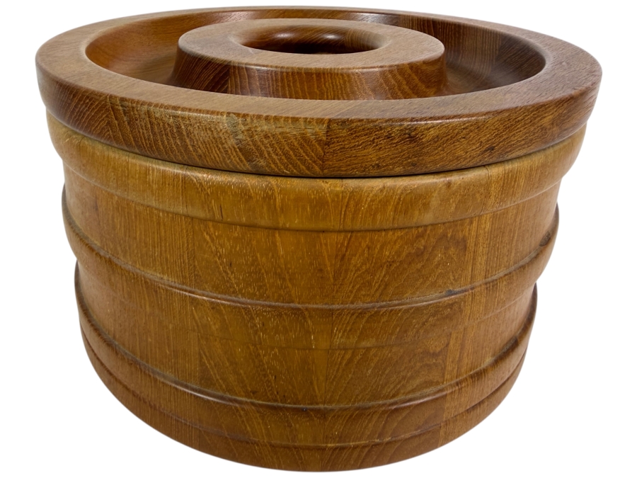 Vintage Mid-Century Modern Dansk Designs Denmark JHQ Staved Teak Ice Bucket 9'W X 5.5'H