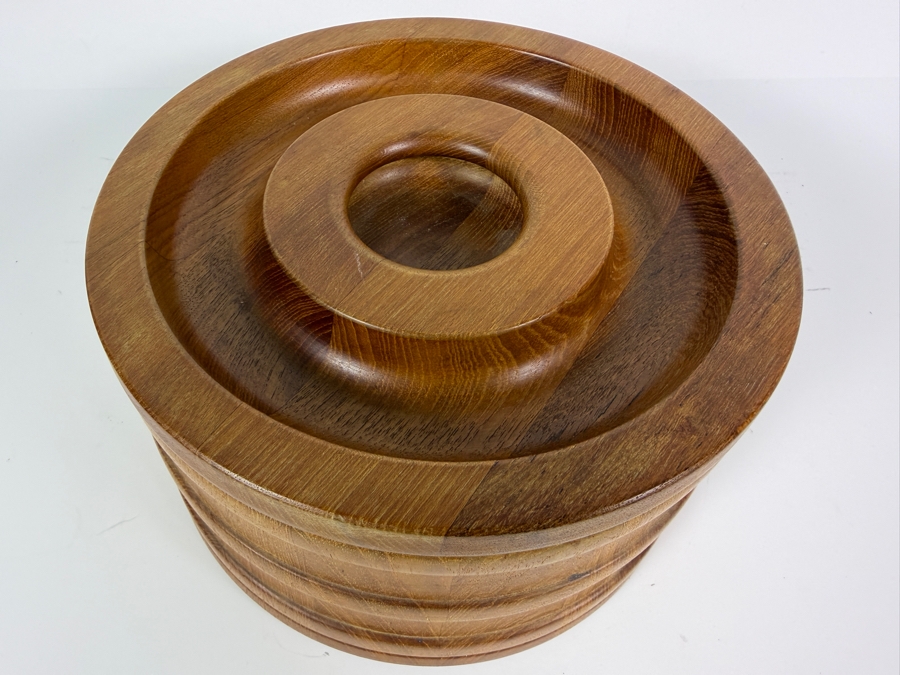 Vintage Mid-Century Modern Dansk Designs Denmark JHQ Staved Teak Ice Bucket 9'W X 5.5'H [Photo 3]