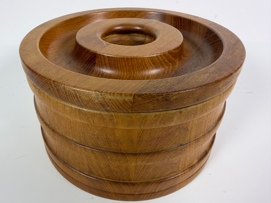 Vintage Mid-Century Modern Dansk Designs Denmark JHQ Staved Teak Ice Bucket 9'W X 5.5'H [Photo 2]