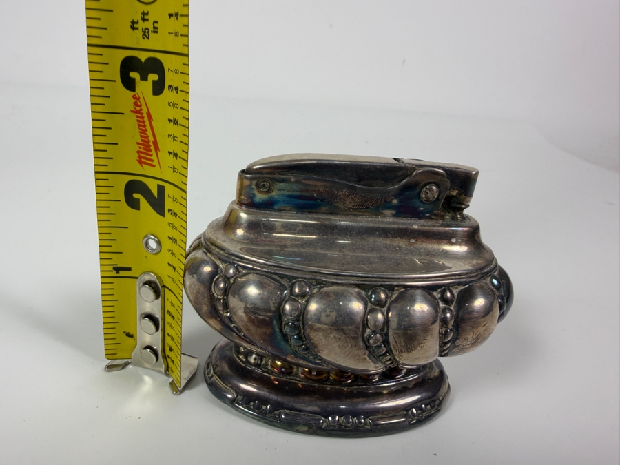 Vintage Ronson Crown Silver-Plated Table Lighter Newark NJ USA 3' X 2' [Photo 7]