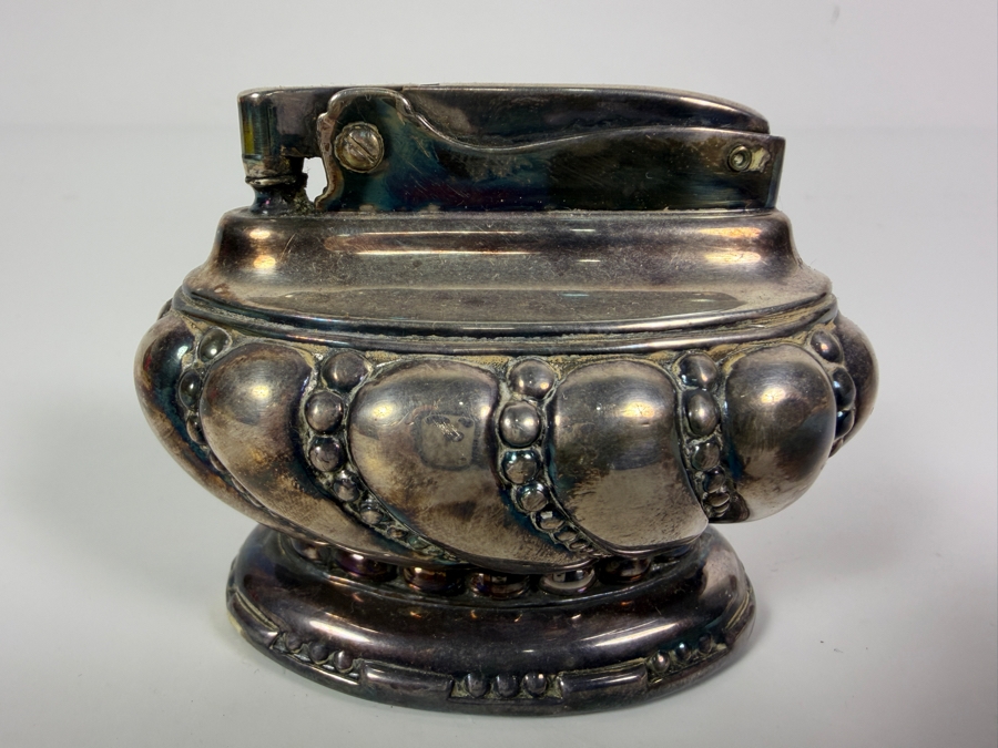 Vintage Ronson Crown Silver-Plated Table Lighter Newark NJ USA 3' X 2' [Photo 2]