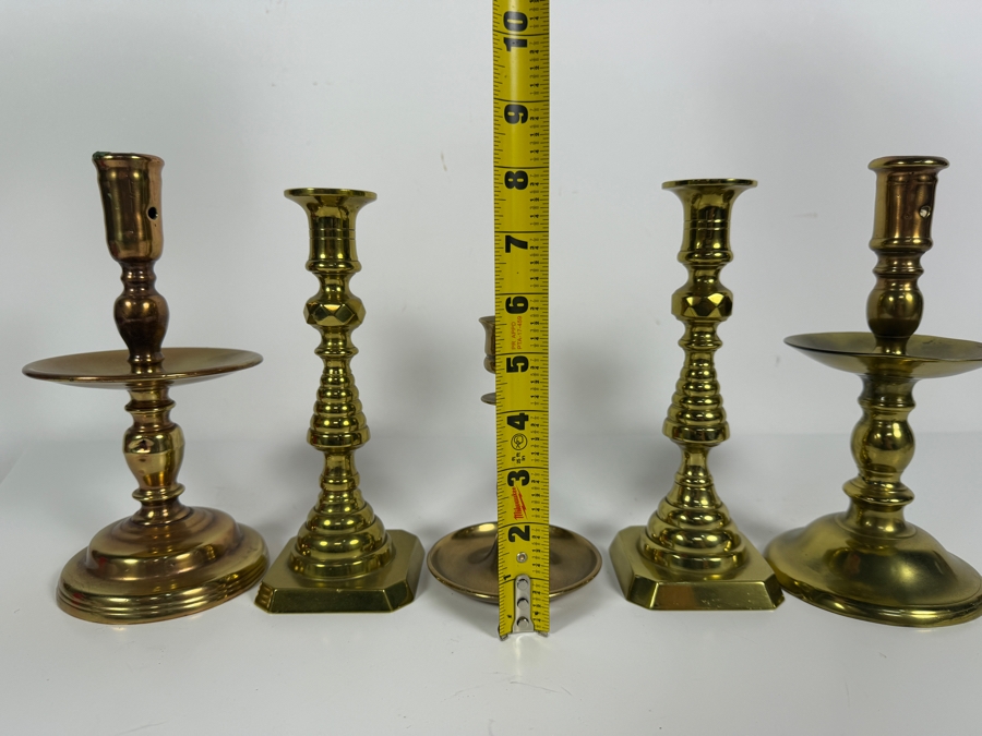 Just Added - (5) Solid Brass Candlesticks 5.5' - 8'H [Photo 5]