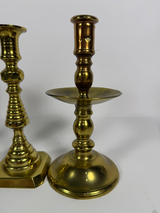 Just Added - (5) Solid Brass Candlesticks 5.5' - 8'H [Photo 4]