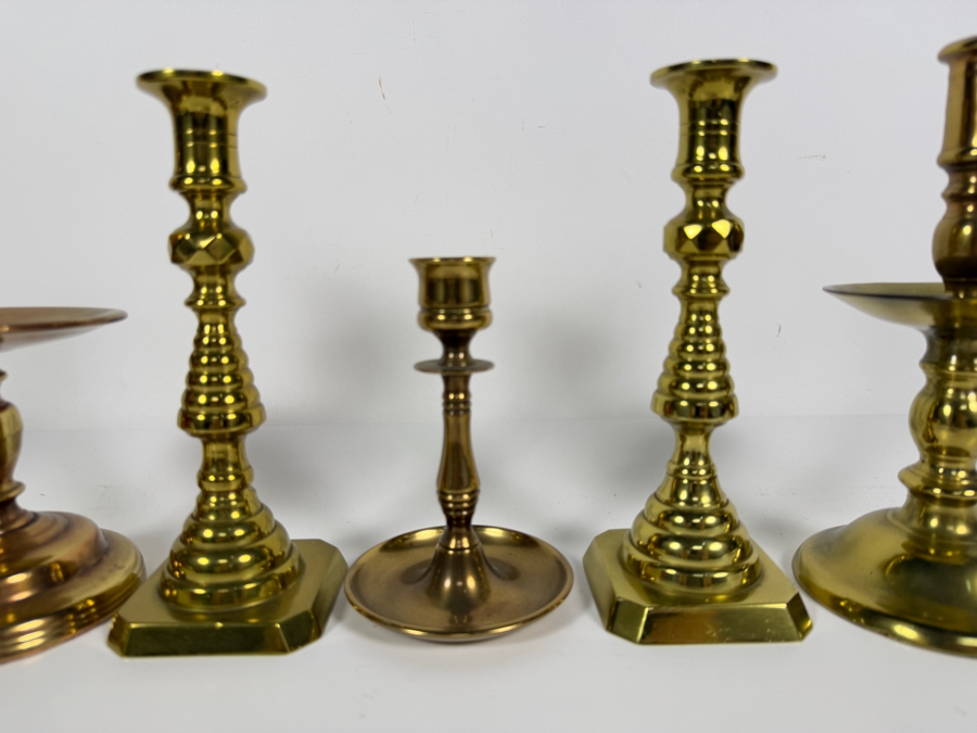 Just Added - (5) Solid Brass Candlesticks 5.5' - 8'H [Photo 3]