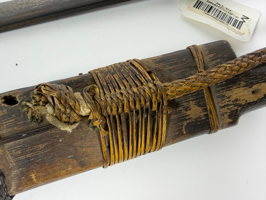 Just Added - Stunning Antique Indonesian Iban Dayak Mandau Sword With Carved Sheath from Borneo - See Photos for Details 25'L [Photo 15]