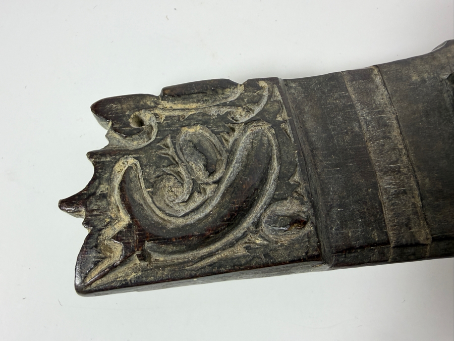 Just Added - Stunning Antique Indonesian Iban Dayak Mandau Sword With Carved Sheath from Borneo - See Photos for Details 25'L [Photo 9]