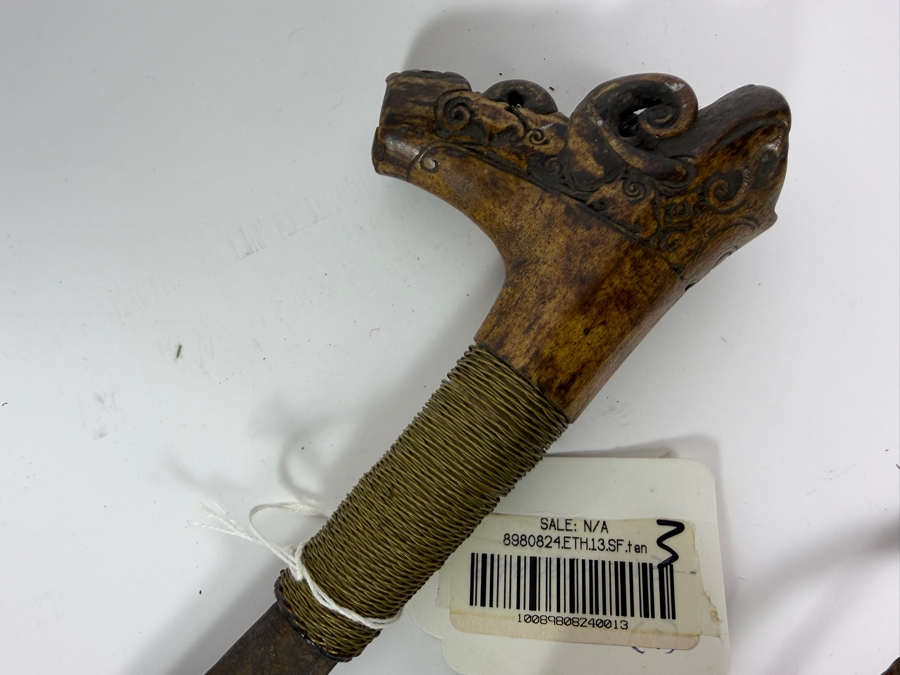 Just Added - Stunning Antique Indonesian Iban Dayak Mandau Sword With Carved Sheath from Borneo - See Photos for Details 25'L [Photo 12]