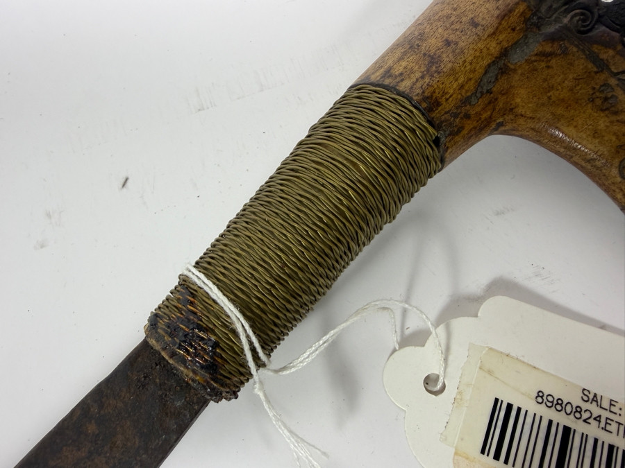 Just Added - Stunning Antique Indonesian Iban Dayak Mandau Sword With Carved Sheath from Borneo - See Photos for Details 25'L [Photo 5]