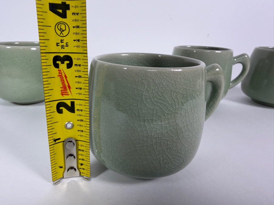 Just Added - (4) Thai Celadon Pottery Cups 3'H [Photo 5]