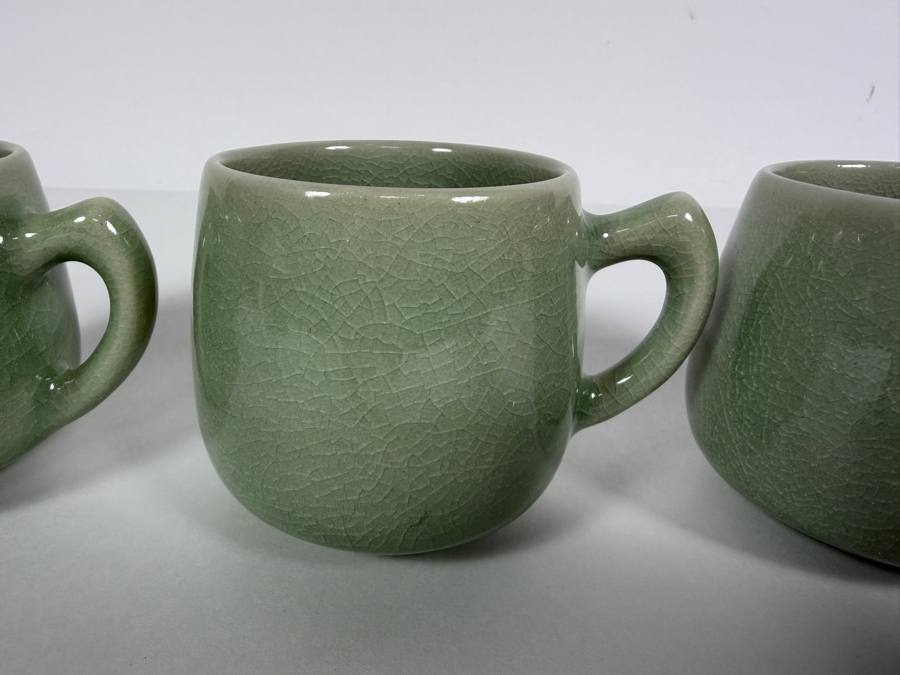 Just Added - (4) Thai Celadon Pottery Cups 3'H [Photo 3]