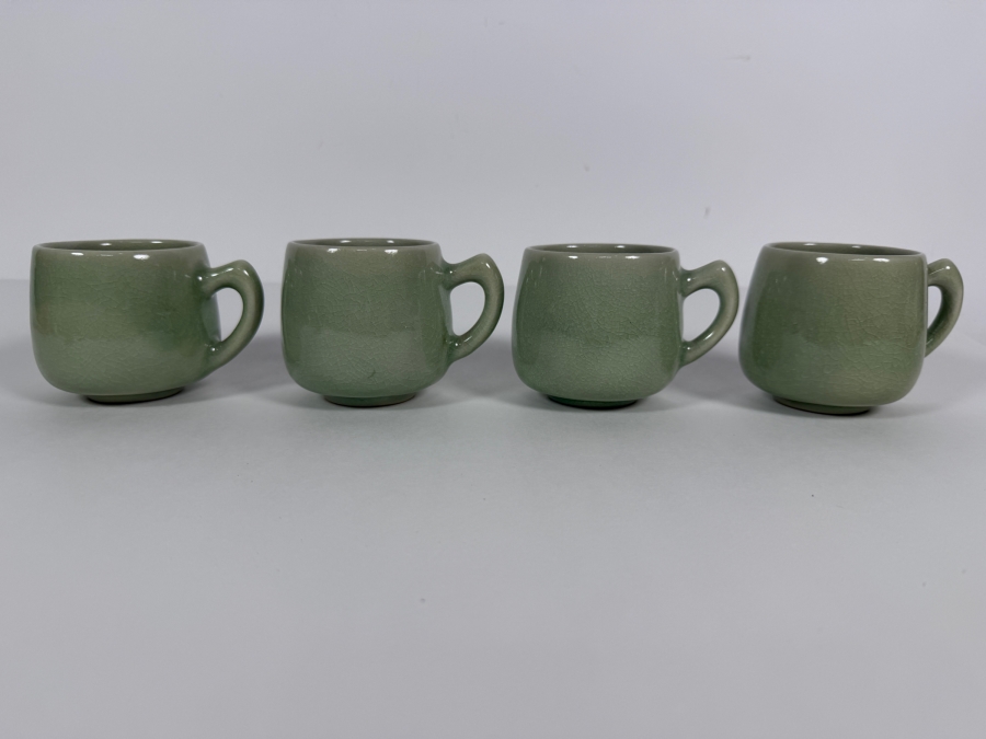 Just Added - (4) Thai Celadon Pottery Cups 3'H [Photo 2]