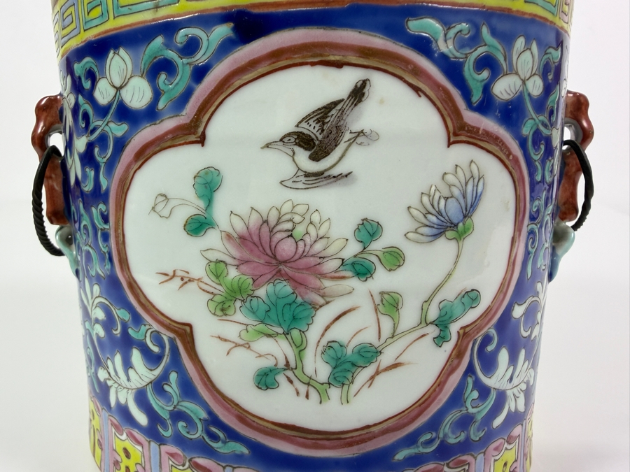 Just Added - Vintage Chinese Nyonya Hand-painted Porcelain Lidded Jar 5.5W X 6H [Photo 7]