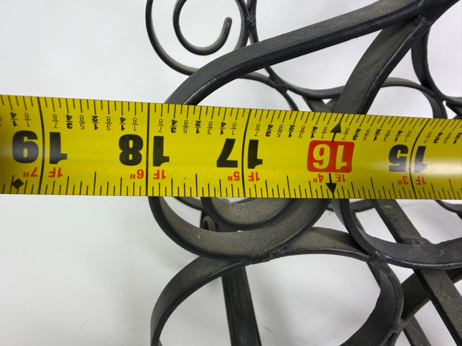 Traditional Scrollwork Black Wrought Iron Ten-Bottle Triangular Wine Rack 18'W X 10'D X 22'H [Photo 5]