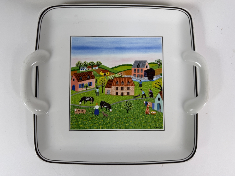 Two-Piece Villeroy & Boch Design Naif Gérard Laplau Porcelain Serving Platter And Handled Tray Set 15' W And 9'W [Photo 4]