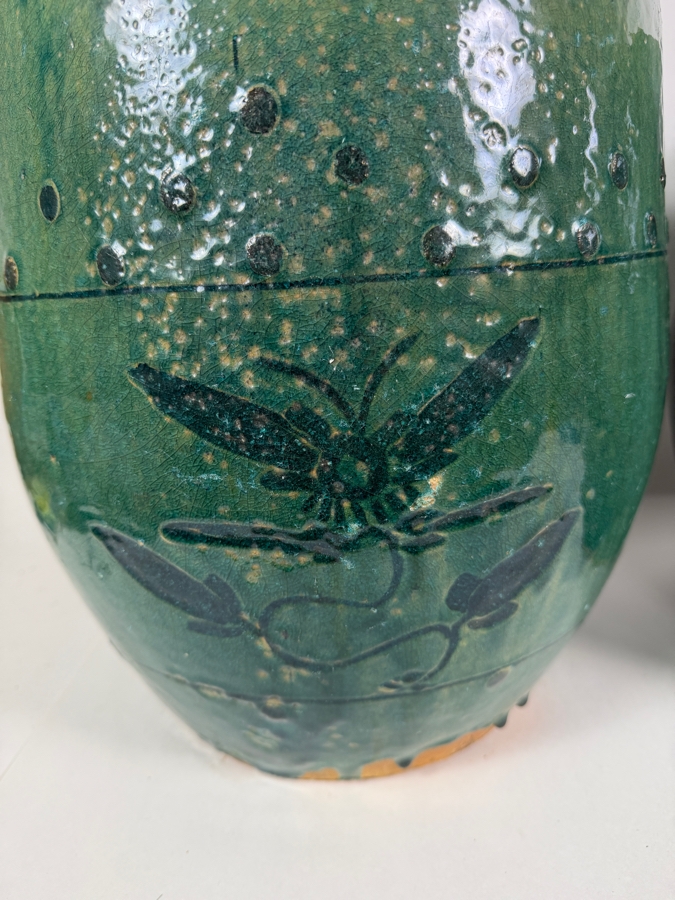 Just Added - Pair of Vintage Chinese Green Glazed Terracotta Garden Stools 12W X 14.5H [Photo 9]