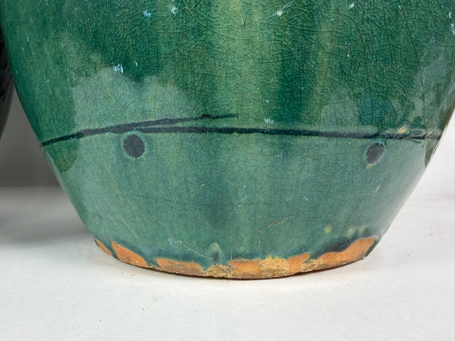 Just Added - Pair of Vintage Chinese Green Glazed Terracotta Garden Stools 12W X 14.5H [Photo 7]