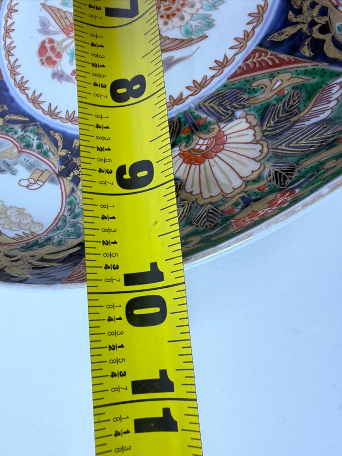 Vintage Japanese Gold Imari Hand-Painted Porcelain Charger Plate With Phoenix Medallion 10'W [Photo 9]