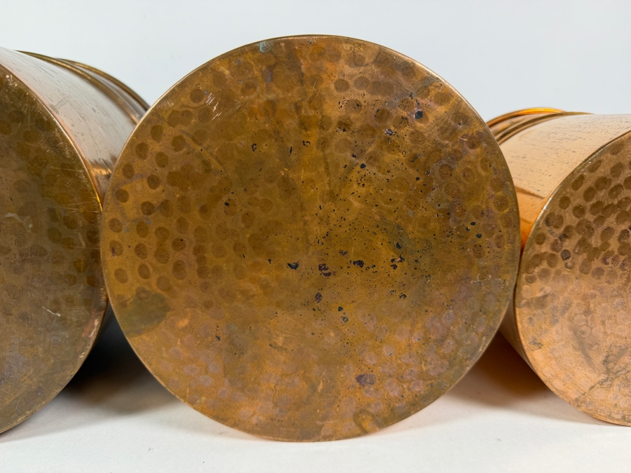 Three-Piece Graduated Nesting Copper Cylindrical Planter Cachepot Set 7.5 - 10'H [Photo 6]
