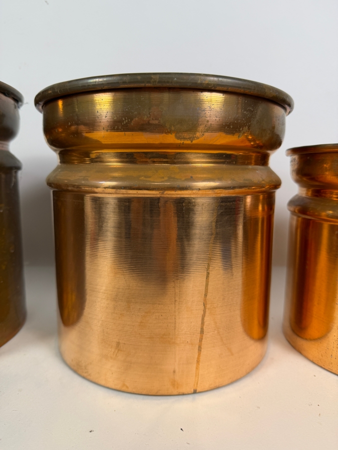 Three-Piece Graduated Nesting Copper Cylindrical Planter Cachepot Set 7.5 - 10'H [Photo 3]