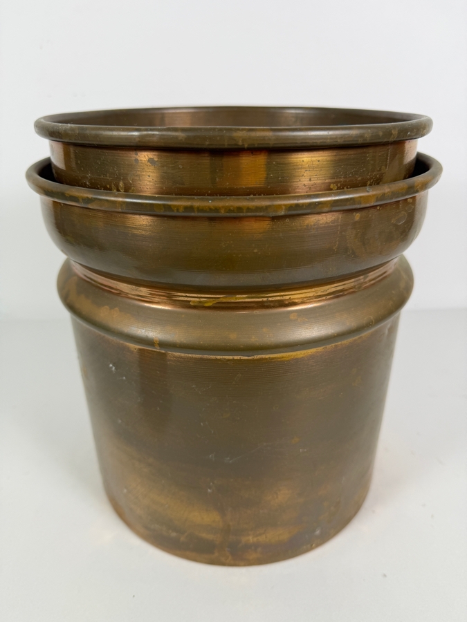 Three-Piece Graduated Nesting Copper Cylindrical Planter Cachepot Set 7.5 - 10'H [Photo 7]
