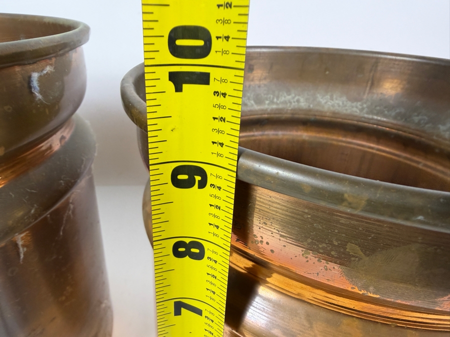 Three-Piece Graduated Nesting Copper Cylindrical Planter Cachepot Set 7.5 - 10'H [Photo 9]