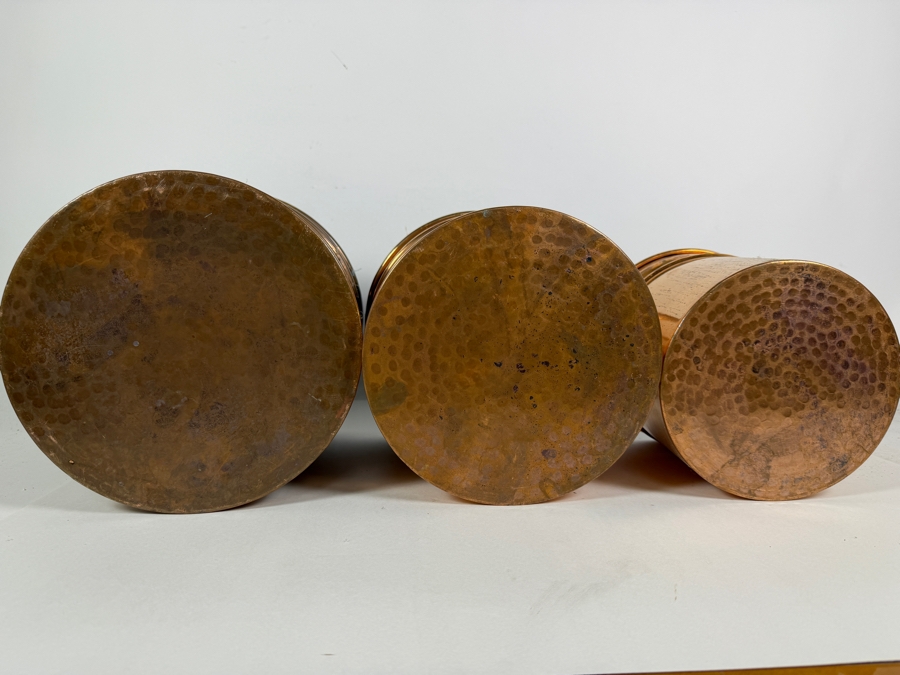 Three-Piece Graduated Nesting Copper Cylindrical Planter Cachepot Set 7.5 - 10'H [Photo 5]