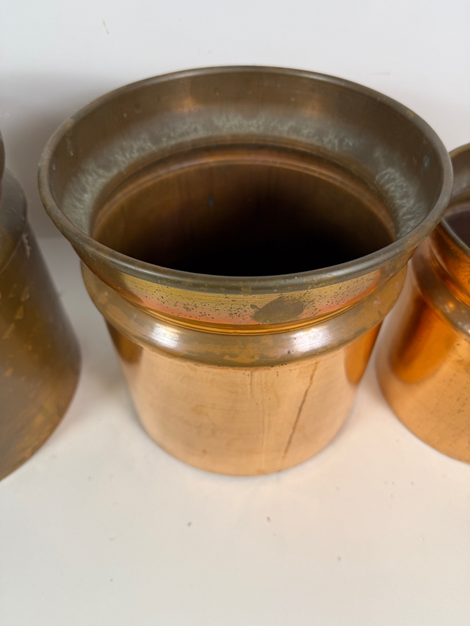 Three-Piece Graduated Nesting Copper Cylindrical Planter Cachepot Set 7.5 - 10'H [Photo 4]