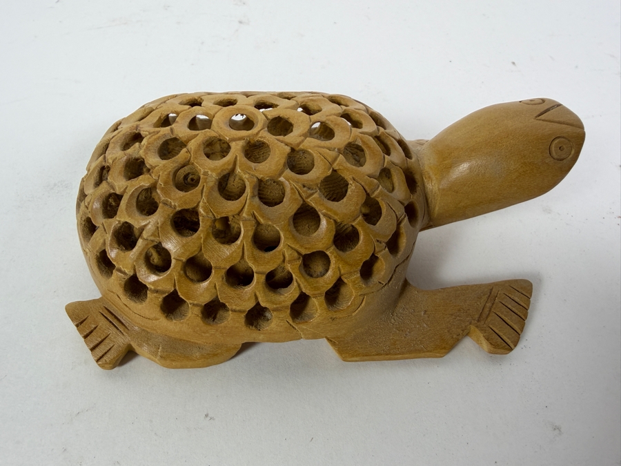 Three-Piece Assorted Southwestern Native American Pottery And Carved Wood Turtle Figurine Lot 2.5 - 5'L [Photo 9]