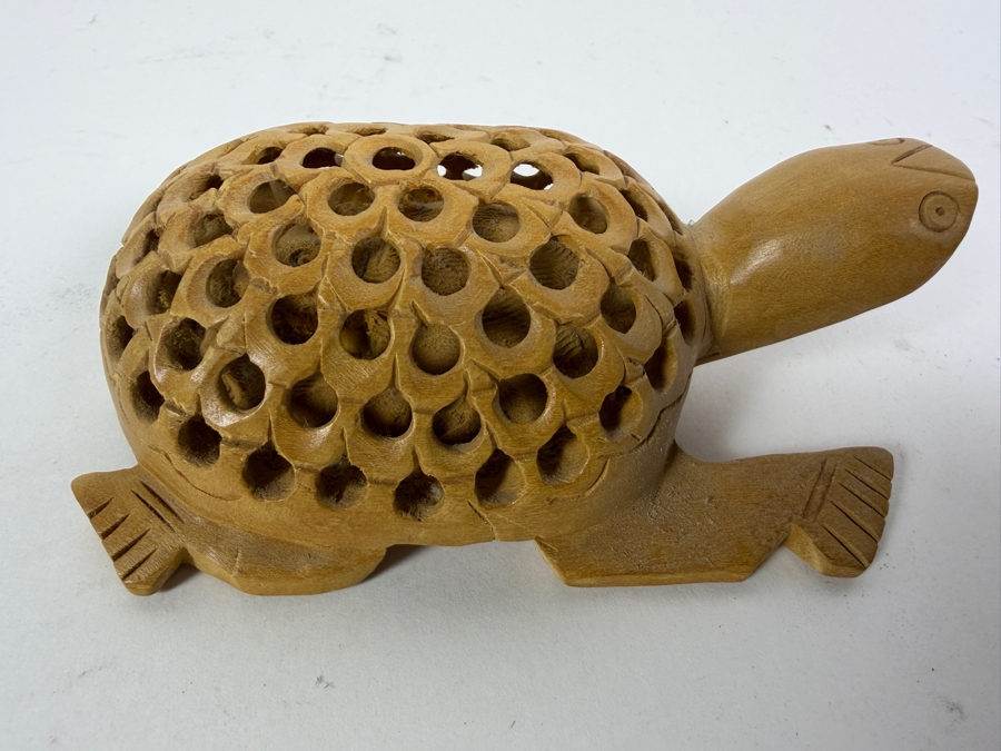 Three-Piece Assorted Southwestern Native American Pottery And Carved Wood Turtle Figurine Lot 2.5 - 5'L [Photo 12]