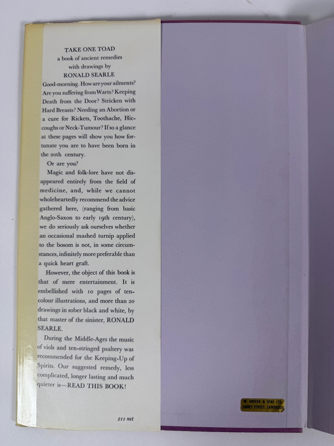 First Edition Hardcover Book Take One Toad A Book Of Ancient Remedies By Ronald Searle [Photo 2]
