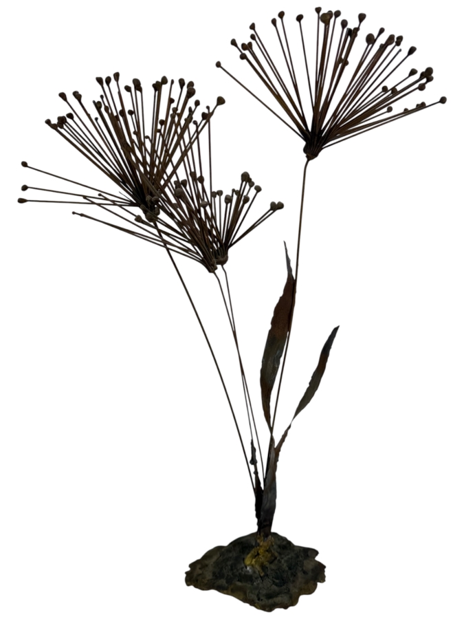 Mid-Century Modern Brutalist Welded Wire Dandelion Botanical Tabletop Sculpture 21'H