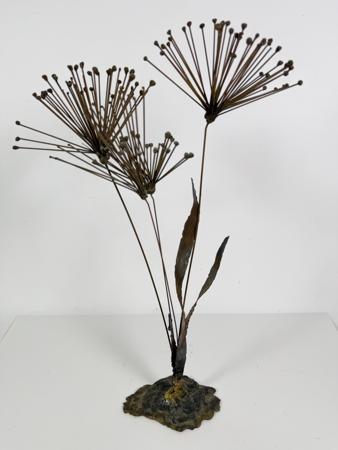 Mid-Century Modern Brutalist Welded Wire Dandelion Botanical Tabletop Sculpture 21'H [Photo 2]