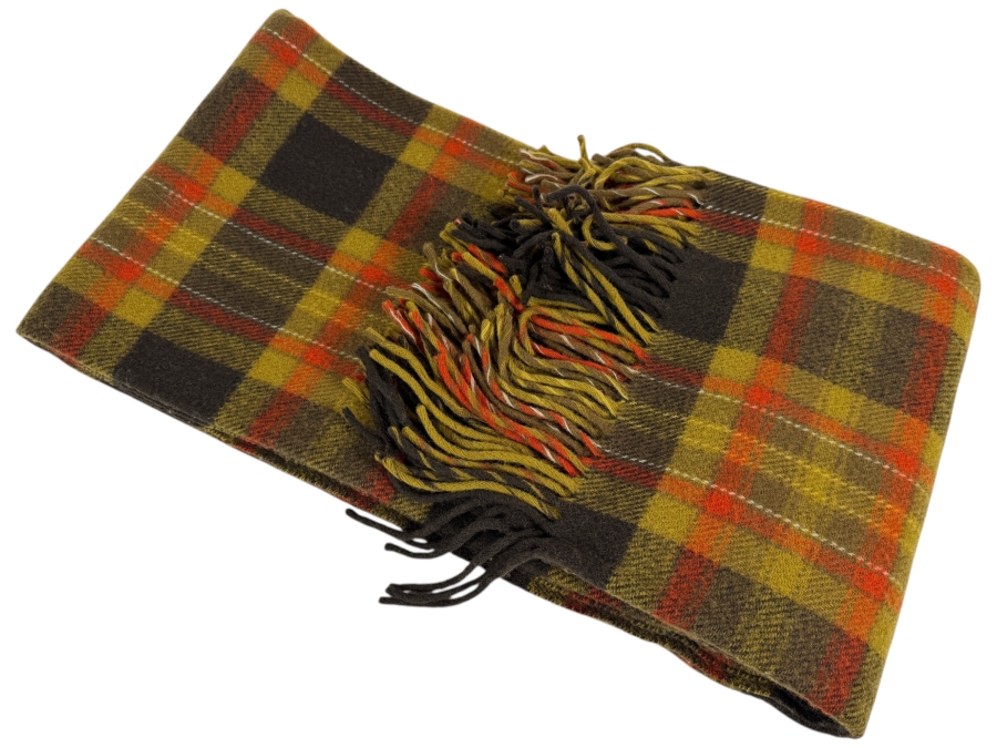 Vintage Pendleton Pure Virgin Wool Plaid Fringed Throw Blanket Made In USA