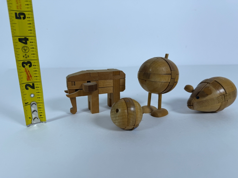 Lot Of Four Vintage Japanese Wooden Kumiki Interlocking 3D Burr Brain Teaser Puzzles 1 - 3'H [Photo 7]