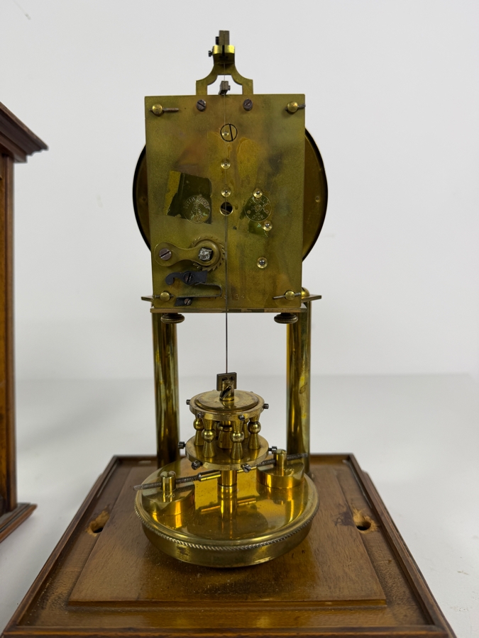Antique Gustav Becker Walnut Four-Glass Torsion Pendulum 400-Day Anniversary Clock With Key 7.5'W X 7'D X 12'H [Photo 6]