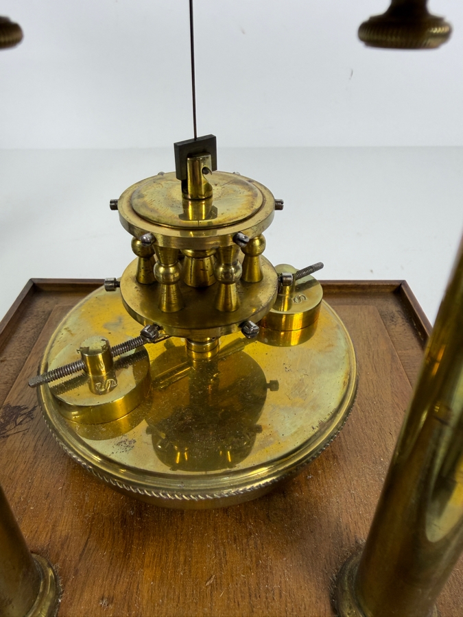 Antique Gustav Becker Walnut Four-Glass Torsion Pendulum 400-Day Anniversary Clock With Key 7.5'W X 7'D X 12'H [Photo 3]