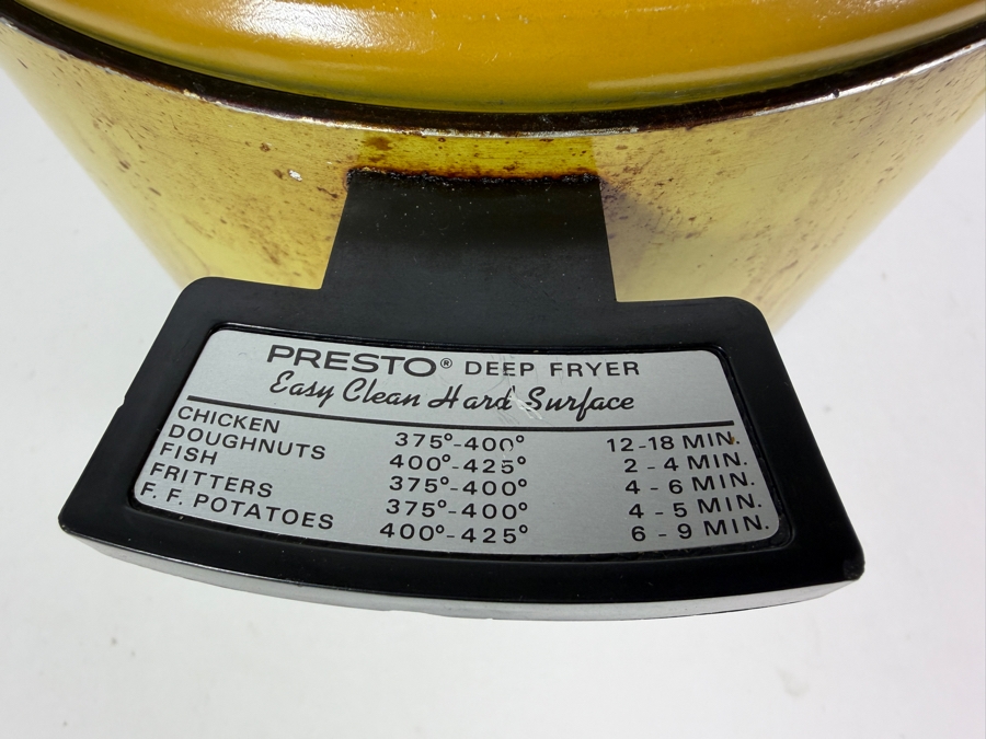 Vintage 1970s Presto Deluxe Electric Deep Fryer Grandpappy Pot Harvest Gold [Photo 3]