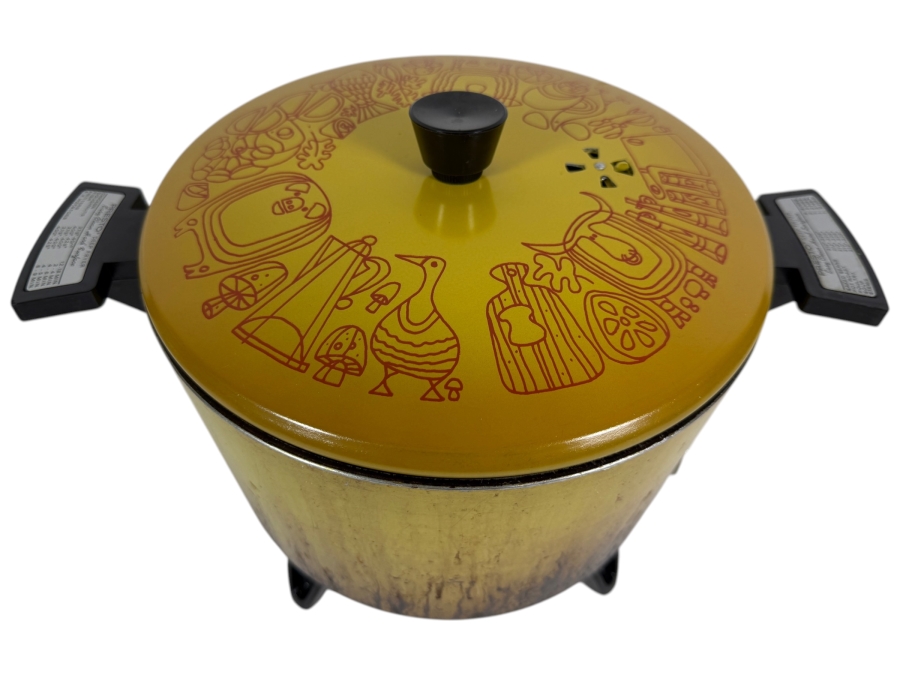 Vintage 1970s Presto Deluxe Electric Deep Fryer Grandpappy Pot Harvest Gold
