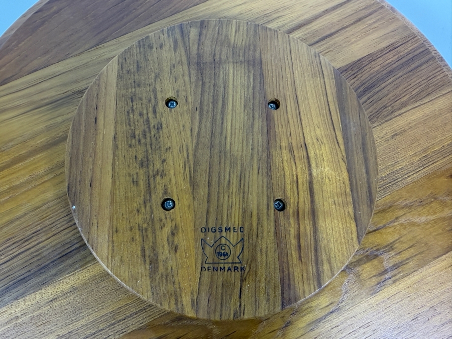 Vintage 1960s Digsmed Denmark Danish Modern Two-Tier Teak And Smoked Glass Lazy Susan 16'W X 3.5'H [Photo 7]