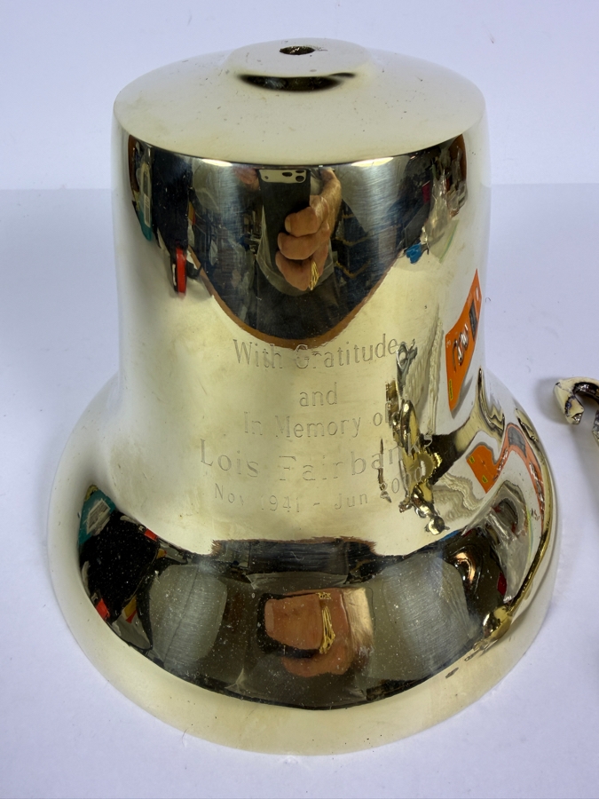 Large Polished Cast Brass Presentation Bell 8.5'W [Photo 3]