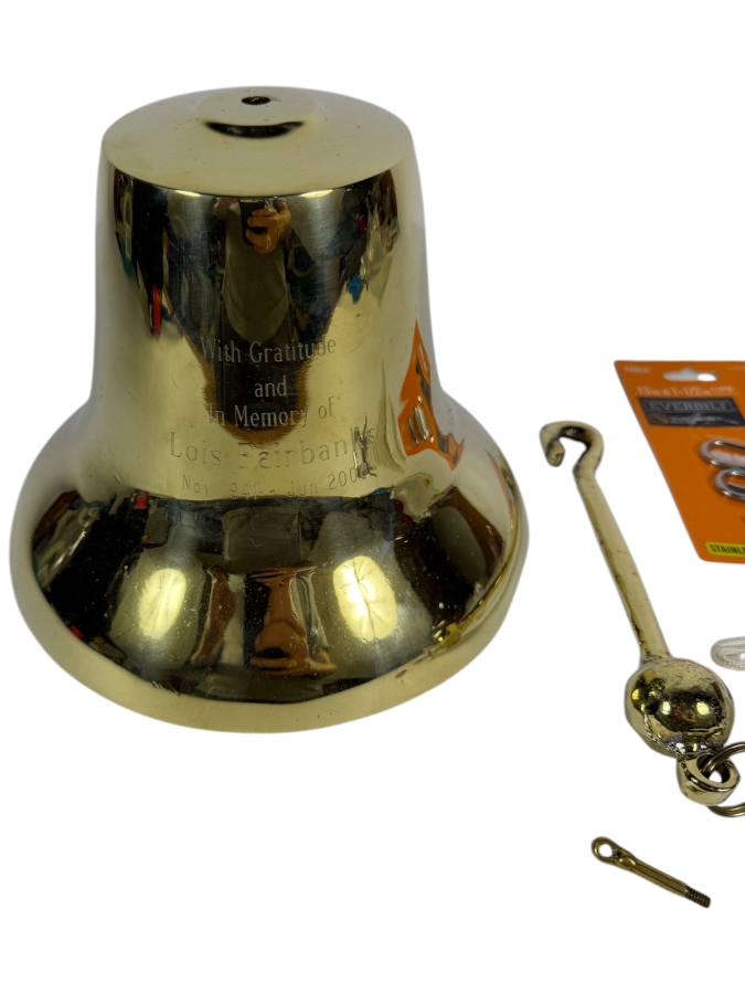 Large Polished Cast Brass Presentation Bell 8.5'W