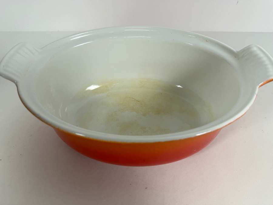Vintage Le Creuset Flame Orange Enameled Cast Iron No. 26 Covered Oval Casserole Dish 11.5'W X 6'H [Photo 3]