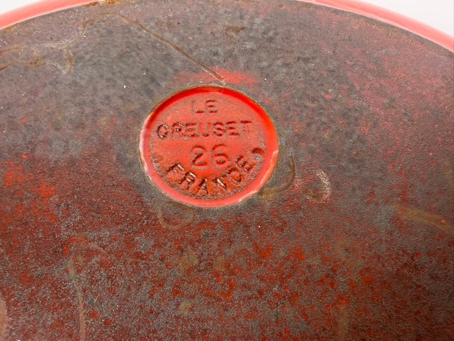 Vintage Le Creuset Flame Orange Enameled Cast Iron No. 26 Covered Oval Casserole Dish 11.5'W X 6'H [Photo 6]