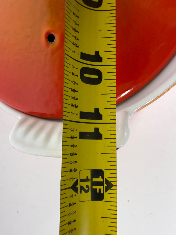Vintage Le Creuset Flame Orange Enameled Cast Iron No. 26 Covered Oval Casserole Dish 11.5'W X 6'H [Photo 7]