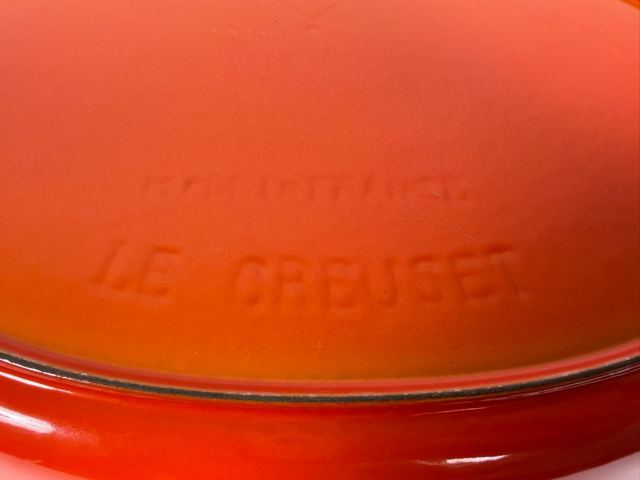 Vintage Le Creuset Flame Orange Enameled Cast Iron Shallow Oval Gratin Baking Dish 16'W X 10'D [Photo 5]