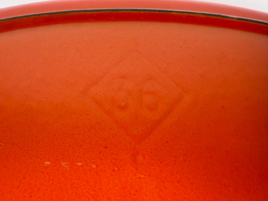 Vintage Le Creuset Flame Orange Enameled Cast Iron Shallow Oval Gratin Baking Dish 16'W X 10'D [Photo 6]