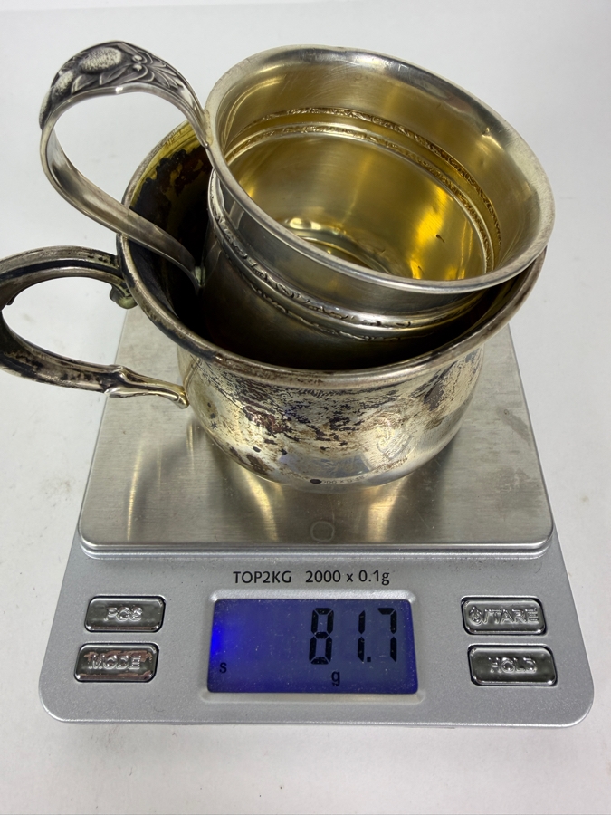Two Antique Sterling Silver Baby Cups 81.7g ($151 Silver Melt Value) [Photo 9]