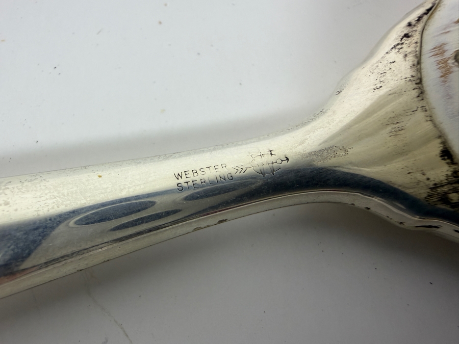 Vintage Three Piece Webster Company Sterling Silver Vanity Set And Dated Baby Rattle 64.9g [Photo 8]
