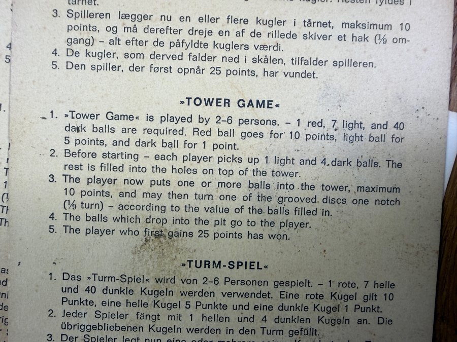 Vintage Danish Modern Teak Tarnspil Tower Game Designed By Piet Hein For Skjode Skjern Denmark Featuring Multi Tonal Wooden Marbles And Instructions 9' X 9' X 9' [Photo 10]