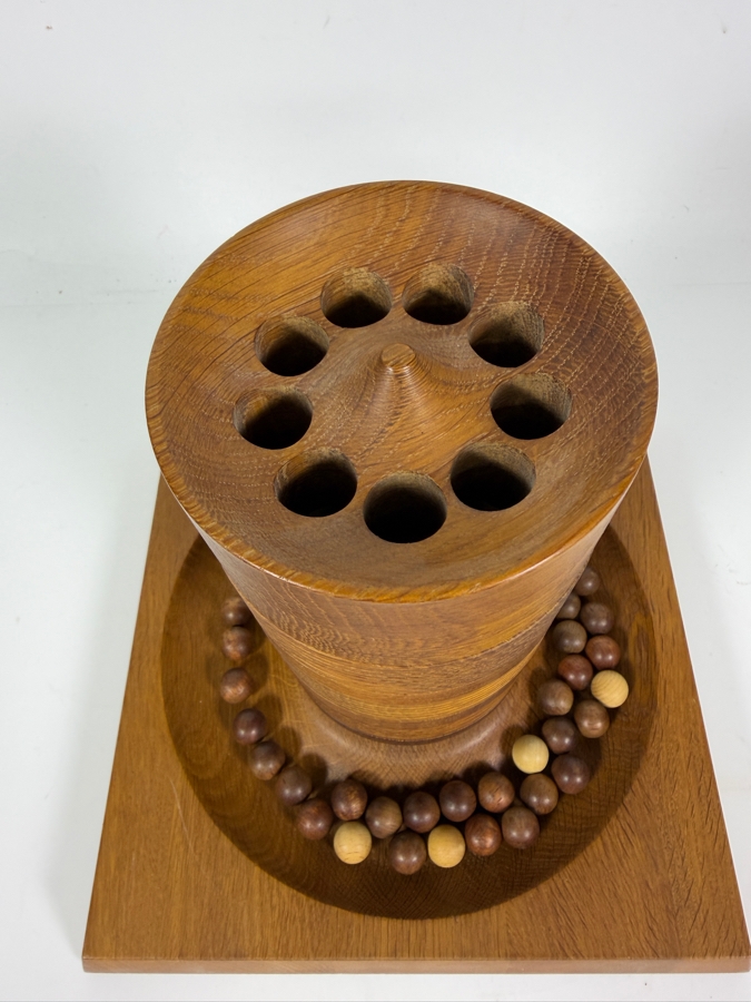 Vintage Danish Modern Teak Tarnspil Tower Game Designed By Piet Hein For Skjode Skjern Denmark Featuring Multi Tonal Wooden Marbles And Instructions 9' X 9' X 9' [Photo 3]